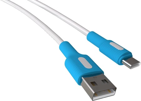 Coral USB A-C Hızlı Şarj Kablosu (Beyaz + Beyaz/Mavi Uç) (150 CM)
