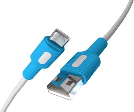 Coral USB A-C Hızlı Şarj Kablosu (Beyaz + Beyaz/Mavi Uç) (150 CM)