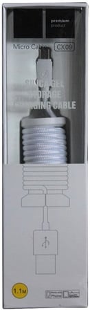 Micro USB Data ve Şarj Kablosu Örgülü 1.1M - CX09 Beyaz