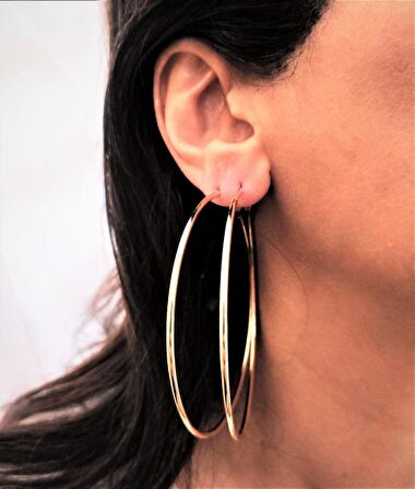 GOLD KAPLAMA 75 MM TAM KAPAMA HALKA KÜPE-0HK105