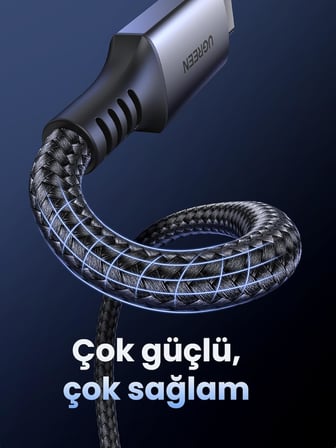 USB C Şarj Kablosu 60W Siyah Naylon USB C - USB C Kablosu PD 3.0 PPS iPhone 15 Pro Max Galaxy S23 S22 S21 A54 A34 A14 iPad Pro 12.9 iPad Air 5/Mini 6, Pixel 7 Pro vb. ile uyumludur. (2M)