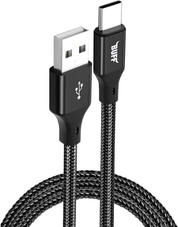 BUFF BL71 USB to Type-C 2.4A 1.2M Örgülü Data ve Şarj Kablosu (Siyah)