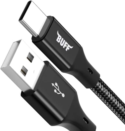 BUFF BL71 USB to Type-C 2.4A 1.2M Örgülü Data ve Şarj Kablosu (Siyah)