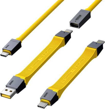 The Future 4-in-1 USB-C to USB-C Modüler Uzayabilen 1m 40Gbps 8K Destekli 240W PD 3.1 USB4 Süper Hızlı Şarj/Data Kablo Seti