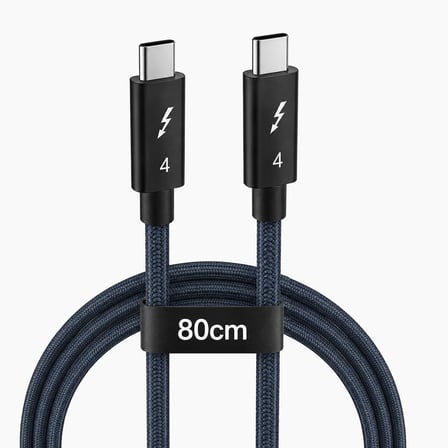 Thunderbolt Type-C to Type-C Kablo 80 cm, Örgülü USB-C Veri ve Şarj Kablosu, Dizüstü Bilgisayar Tablet Telefon Monitör Dock İstasyonu ile Uyumlu Dayanıklı Kablo | ZR949