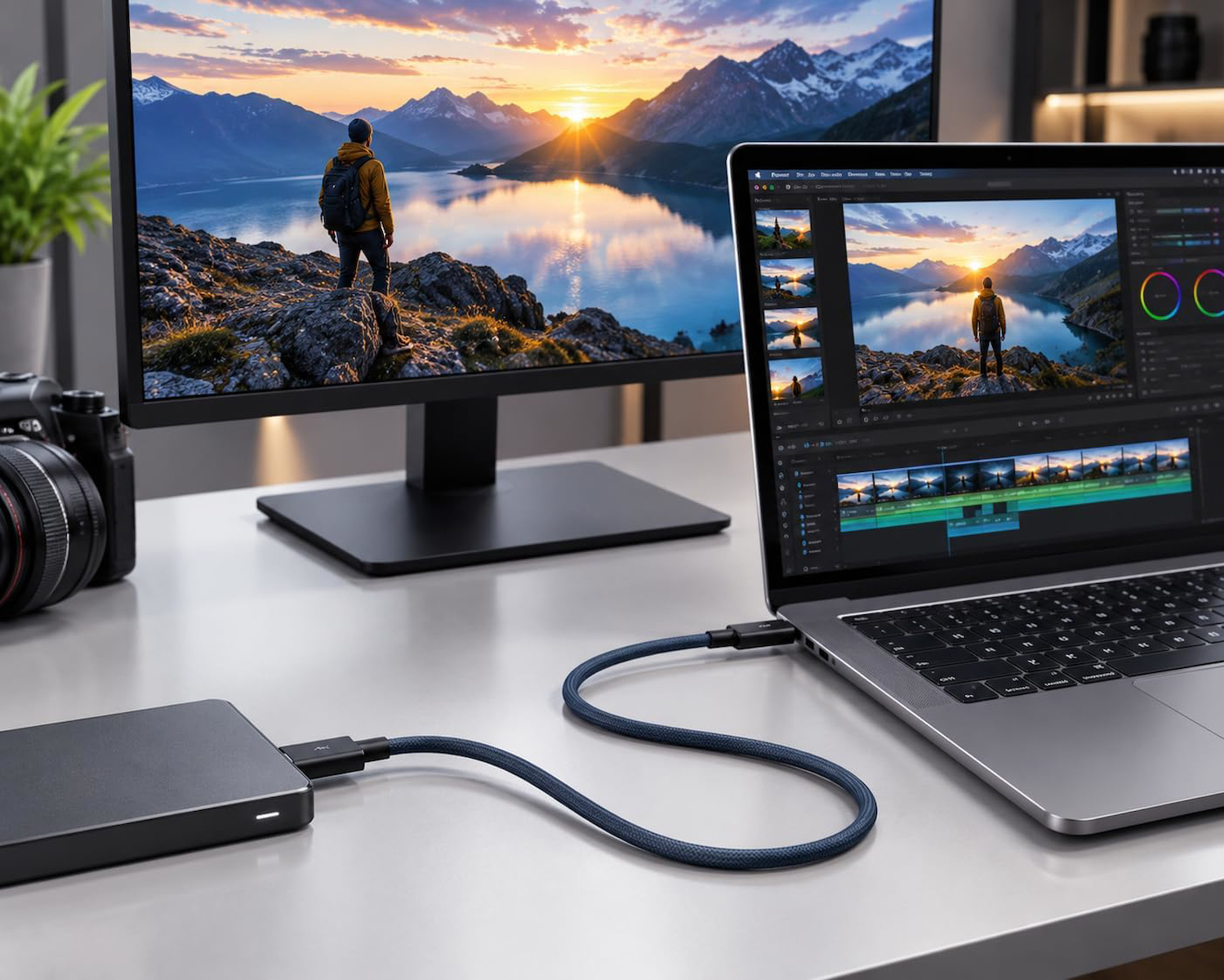Thunderbolt Type-C to Type-C Kablo 80 cm, Örgülü USB-C Veri ve Şarj Kablosu, Dizüstü Bilgisayar Tablet Telefon Monitör Dock İstasyonu ile Uyumlu Dayanıklı Kablo | ZR949