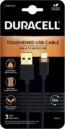 1m Usb-A To Micro USB Örgülü Şarj Kablosu - Siyah