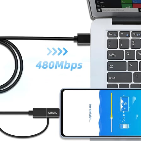 2'si 1 Arada Type-C Micro USB Şarj ve Data Kablosu 1.2 Metre