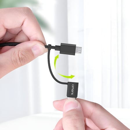 2'si 1 Arada Type-C Micro USB Şarj ve Data Kablosu 1.2 Metre