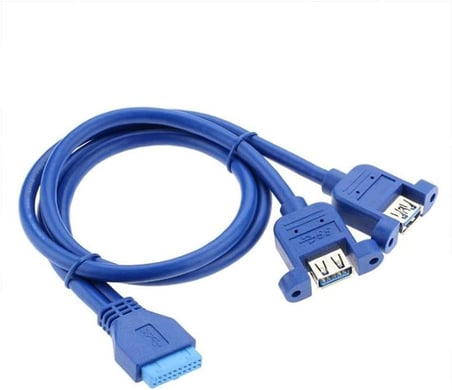 Ars 19 Pin USB 3.0 Dişi To 2x USB 3.0 Dişi Panel Tipi Kablo