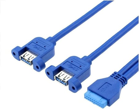 Ars 19 Pin USB 3.0 Dişi To 2x USB 3.0 Dişi Panel Tipi Kablo