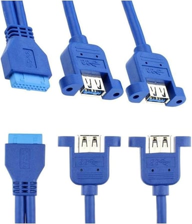 Ars 19 Pin USB 3.0 Dişi To 2x USB 3.0 Dişi Panel Tipi Kablo