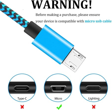 Micro-USB Hızlı Şarj Kablosu, 1 Metre, 2.1A, Kopmaz Naylon Örgülü Veri Kablosu, Samsung, Xiaomi ve Micro-USB Girişli Tüm Cihazlar ile Uyumlu, 1 Yıl Garantili