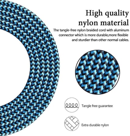 Micro-USB Hızlı Şarj Kablosu, 1 Metre, 2.1A, Kopmaz Naylon Örgülü Veri Kablosu, Samsung, Xiaomi ve Micro-USB Girişli Tüm Cihazlar ile Uyumlu, 1 Yıl Garantili