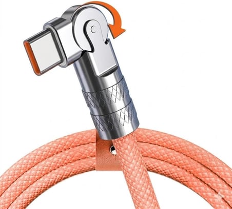 A6018 Type C To Type C Hızlı Şarj Data Kablosu Çevirici Dönüştürücü Adaptör 180° Döner 120W - 2M