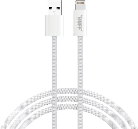 Buff, BL74 Örgülü 3A .2M Data ve Şarj Kablosu, Bükülmeye Dayanıklı, Hızlı Şarj, USB Lightning, Beyaz