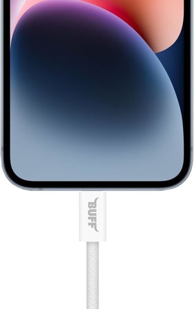 Buff, BL74 Örgülü 3A .2M Data ve Şarj Kablosu, Bükülmeye Dayanıklı, Hızlı Şarj, USB Lightning, Beyaz