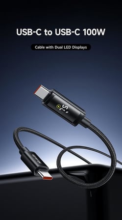 CA-8000 100W TypeC TypeC LED Ekranlı Şarj Data Kablo 1.2m