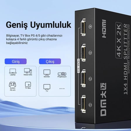 CHB079 4K 30Hz 1 Giriş 4 Çıkış HDMI Splitter Çoklayıcı