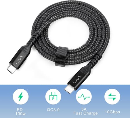 Special 100W Type C to Type C 2 metre Örgülü Hızlı Şarj Kablosu YCT-02