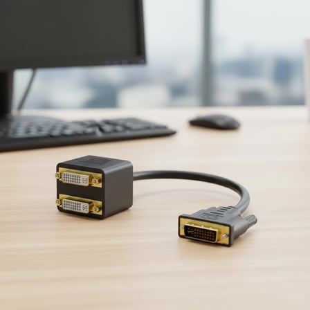 24+1 DVI Erkek TO 2x 24+5 DVI Dişi Çoklayıcı Kablo 32Cm