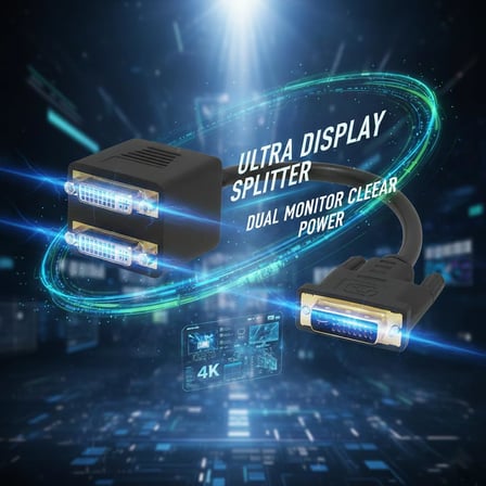 24+1 DVI Erkek TO 2x 24+5 DVI Dişi Çoklayıcı Kablo 32Cm