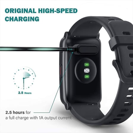 Honor Watch ES ile Uyumlu Manyetik USB Şarj Kablosu, Hızlı Şarj Desteği, Dayanıklı ve Kompakt Tasarım Siyah