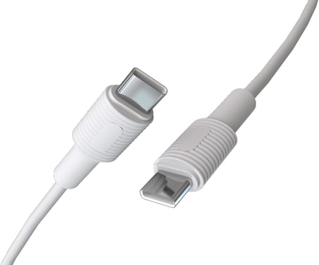 Coral Type C-C Power Delivery Hızlı Şarj Kablosu, Beyaz Kablo, Beyaz/Beyaz Uçlar (120 CM)