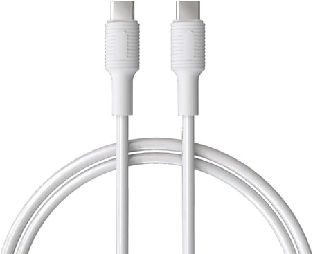 Coral Type C-C Power Delivery Hızlı Şarj Kablosu, Beyaz Kablo, Beyaz/Beyaz Uçlar (120 CM)