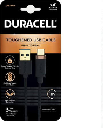 1m USB-A-USB-C 3.2 Gen1 Braided Black