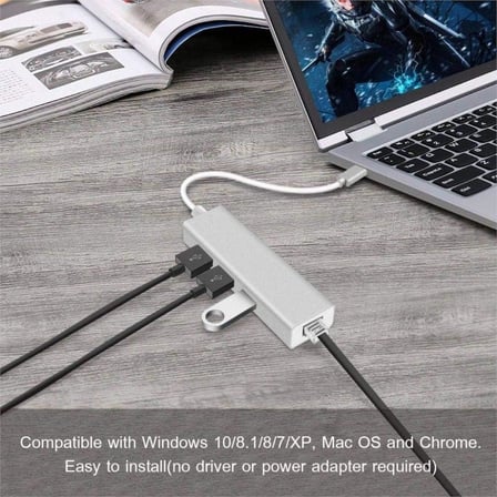 FC05 Type-C To 3 X 3.0 USB + RJ45 LAN Ethernet Çevirici MacBook Uyumlu