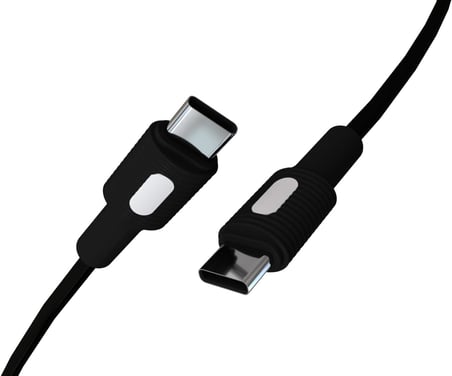 Coral Type C-C Power Delivery Hızlı Şarj Kablosu, Siyah Kablo, Beyaz/Siyah Uçlar (120 CM)