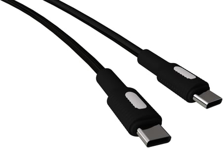 Coral Type C-C Power Delivery Hızlı Şarj Kablosu, Siyah Kablo, Beyaz/Siyah Uçlar (120 CM)