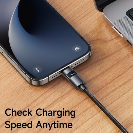 Ca-6490 USB-A - Yatay Led Ekranli Aydinlatma Kablosu Siyah