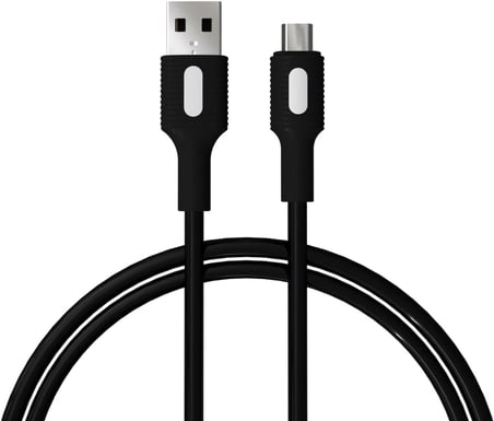 Coral Micro USB Hızlı Şarj Kablosu (Siyah + Beyaz/Siyah Uç) (150 CM)