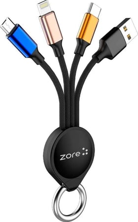Anahtarlık Tasarımlı, Type-C, Micro, Lightning Hızlı Şarj ve Data Veri Aktarım 3 in 1 USB Kablo