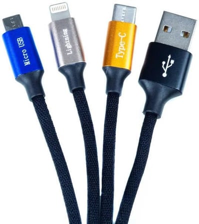 Anahtarlık Tasarımlı, Type-C, Micro, Lightning Hızlı Şarj ve Data Veri Aktarım 3 in 1 USB Kablo