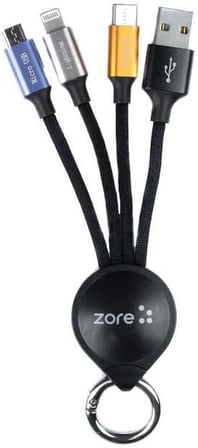 Anahtarlık Tasarımlı, Type-C, Micro, Lightning Hızlı Şarj ve Data Veri Aktarım 3 in 1 USB Kablo