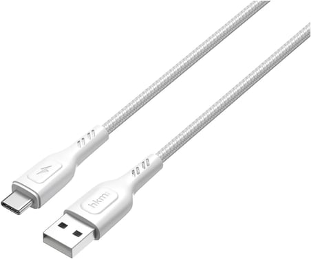 KNIT 2A Çıkış, USB-A to Type-C Şarj ve Data Aktarım Kablosu, Örgü Tasarım, 1 metre, Beyaz