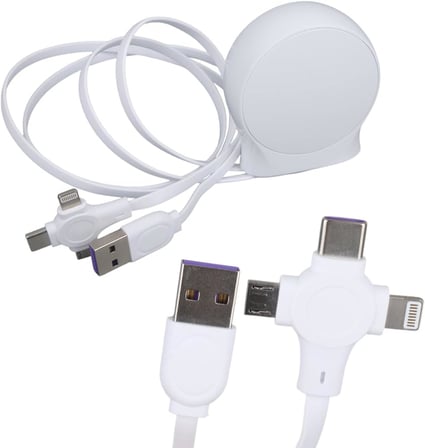 PM-27143 1 Metre Makaralı 3in1 Şarj Kablosu | Lightning + Type-C + Micro USB | Hızlı Şarj & Veri Aktarım | Taşınabilir Çoklu Kablo