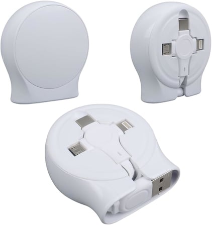 PM-27143 1 Metre Makaralı 3in1 Şarj Kablosu | Lightning + Type-C + Micro USB | Hızlı Şarj & Veri Aktarım | Taşınabilir Çoklu Kablo