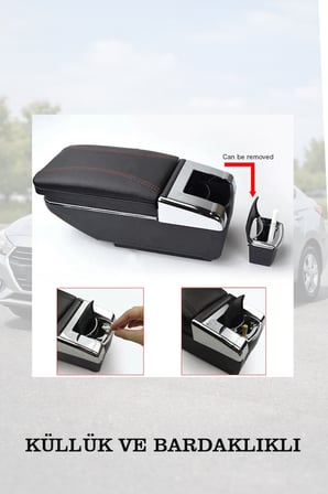 kia rio 2008 uyumlu siyah renk küllüklü kol dayama lüks tip bardaklıklı