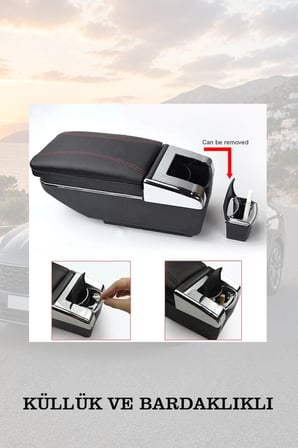 peugeot 206 2006 uyumlu küllüklü kol dayama lüks tip bardaklıklı siyah renk