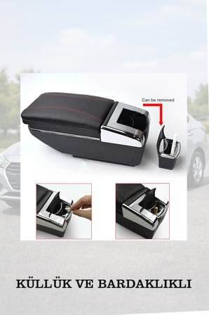 peugeot 307 2005 uyumlu lüks tip kol dayama bardaklıklı siyah renk küllüklü