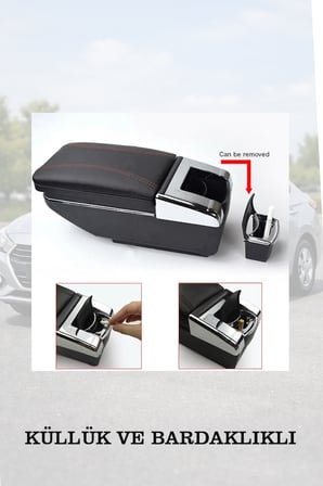 peugeot 308 2008 uyumlu kol dayama küllüklü bardaklıklı siyah renk lüks tip