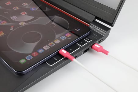 Coral USB A-C Hızlı Şarj Kablosu, Beyaz Kablo, Beyaz/Pembe Uçlar (120 CM)