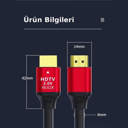 3 Metre HDMI 2.0 Kablo 4K 60Hz UHD Görüntü Aktarım Kablosu CB-20