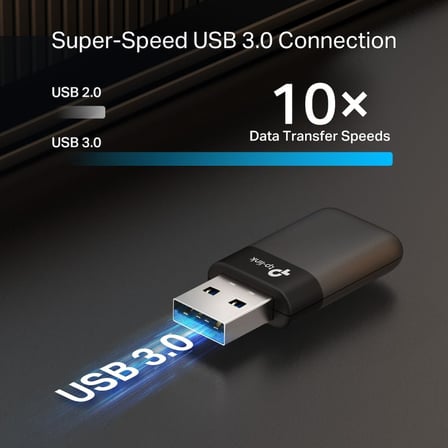 Archer TX50U | AX3000 Wi-Fi 6 Kablosuz USB Adaptör | 3000 Mbps Çift Bant Hız | USB 3.0 | Dahili Sürücü Tak Çalıştır | WPA3 Güvenlik | MU-MIMO & OFDMA | Masaüstü ve Laptop Uyumlu Alıcı