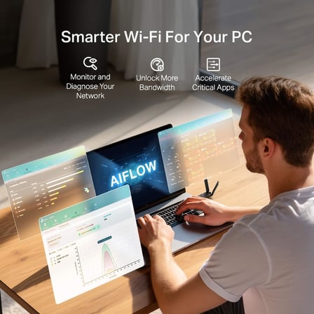 Archer TBE400U Plus | BE6500 Wi-Fi 7 Üç-Bant USB Adaptör | 6500 | Mbps Yüksek Çekim Gücü | MLO Teknolojisi | USB 3.0 | WPA3 Güvenlik | Windows 11/10 Tak Çalıştır | Oyuncu Ağ Adaptörü