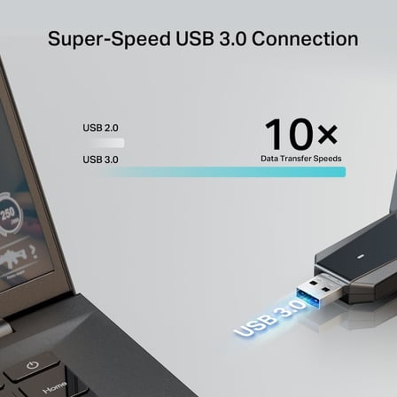 Archer T5U Plus AC1300 WiFi USB Adaptör, Dual Band 1300 Mbps (867 Mbps 5GHz + 400 Mbps 2.4GHz), USB 3.0, Çift Yüksek Kazançlı Anten, WPA3, Windows Uyumlu Kablosuz Adaptör